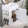 MAYEERTY 20" Bathroom Vanity Ceramic Sink Diamond Door Gold Handle Side Shelves Towel Bar MDF - 2 of 4