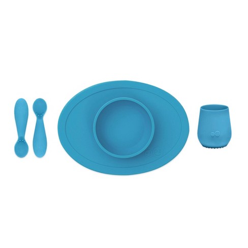  ezpz Mini Utensils (Fork & Spoon in Blue) - 100% BPA