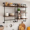 Yukimo 39"H Industrial Pipe Shelf, Wall Mounted Wood Display Shelves with 3 Hooks, Farmhouse Kitchen Bar Bookshelf - 4 of 4
