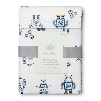 Fitted Crib Sheet Robots - Cloud Island 