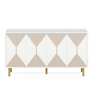 Resenkos Sideboard Buffet, Kitchen Storage Cabinet,Modern Sideboard Buffet, 59" Wood Storage Cabinet with Doors,White & Gold - 1 of 3