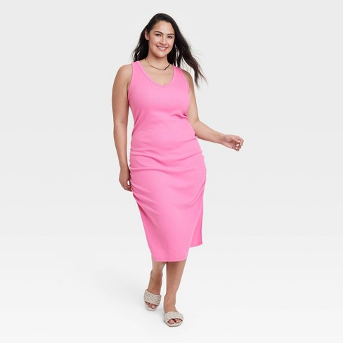 Women's Rib Knit Side Ruched Bodycon Dress - A New Day™ : Target