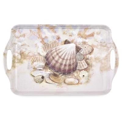Pimpernel Beach Prize Large Handled Tray - Rectangular Melamine Serving Tray with Coastal Dog & Beach Scene Design & Side Handles - Dishwasher Safe