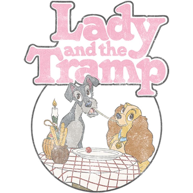 Boy's Lady and the Tramp Distressed Spaghetti Kiss Movie Logo T-Shirt, 2 of 5