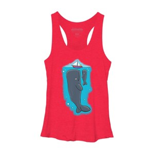 Women's Design By Humans Cute whales and sailing boat cartoon illustration By thefrogfactory Racerback Tank Top - 1 of 3