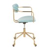 TiramisuBest Gold Metal & Light Blue Velvet Office Chair: Open Back, Adjustable Height, 360 Swivel - 2 of 4