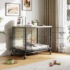 homfan 38.6 Inch Large Double-Door Dog House with Pull-Out Tray & Wheels - 2 of 4
