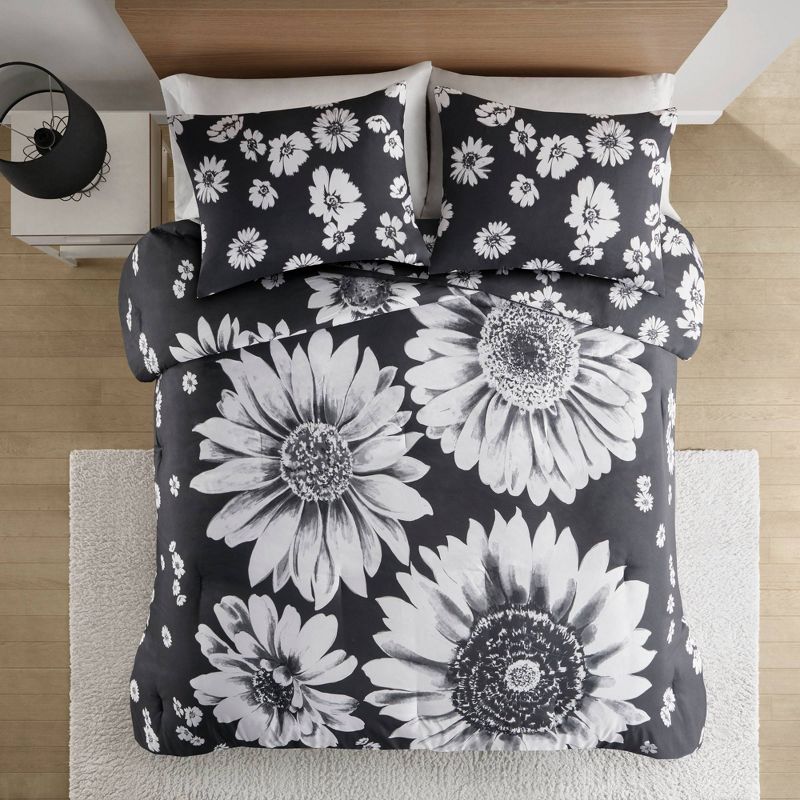 Intelligent Design Teen Elowen Floral Reversible Comforter Set Black/White, 1 of 13