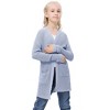 Girl's Open Front Cardigan Long Sleeve Knit Sweaters Kids Lightweight Cute Casual Loose Outerwear Coats with Pockets - 2 of 3