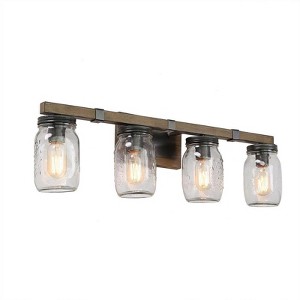 LNC Aries Traditional Mason Jar Vanity  Lights,Black and Rustic Brown/Black and Antique  Brown/Black and Light Gray, 2 Light/ 3 Light/ 4 Light - 1 of 4