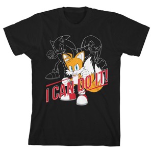 Sonic The Hedgehog Tails I Can Do It Boy's Black T-shirt - 1 of 2