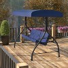Flash Furniture Tellis 3-Seat Outdoor Steel Converting Patio Swing Canopy Hammock with Cushions / Outdoor Swing Bed - 2 of 4