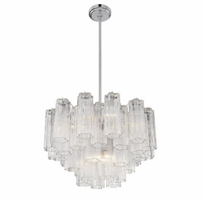 Polished Chrome and Clear Glass 9-Light Chandelier