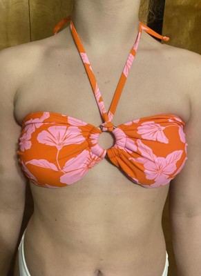 Women's Ring Front Halter Bandeau Bikini Top - Wild Fable™ Orange/pink  Tropical Print : Target