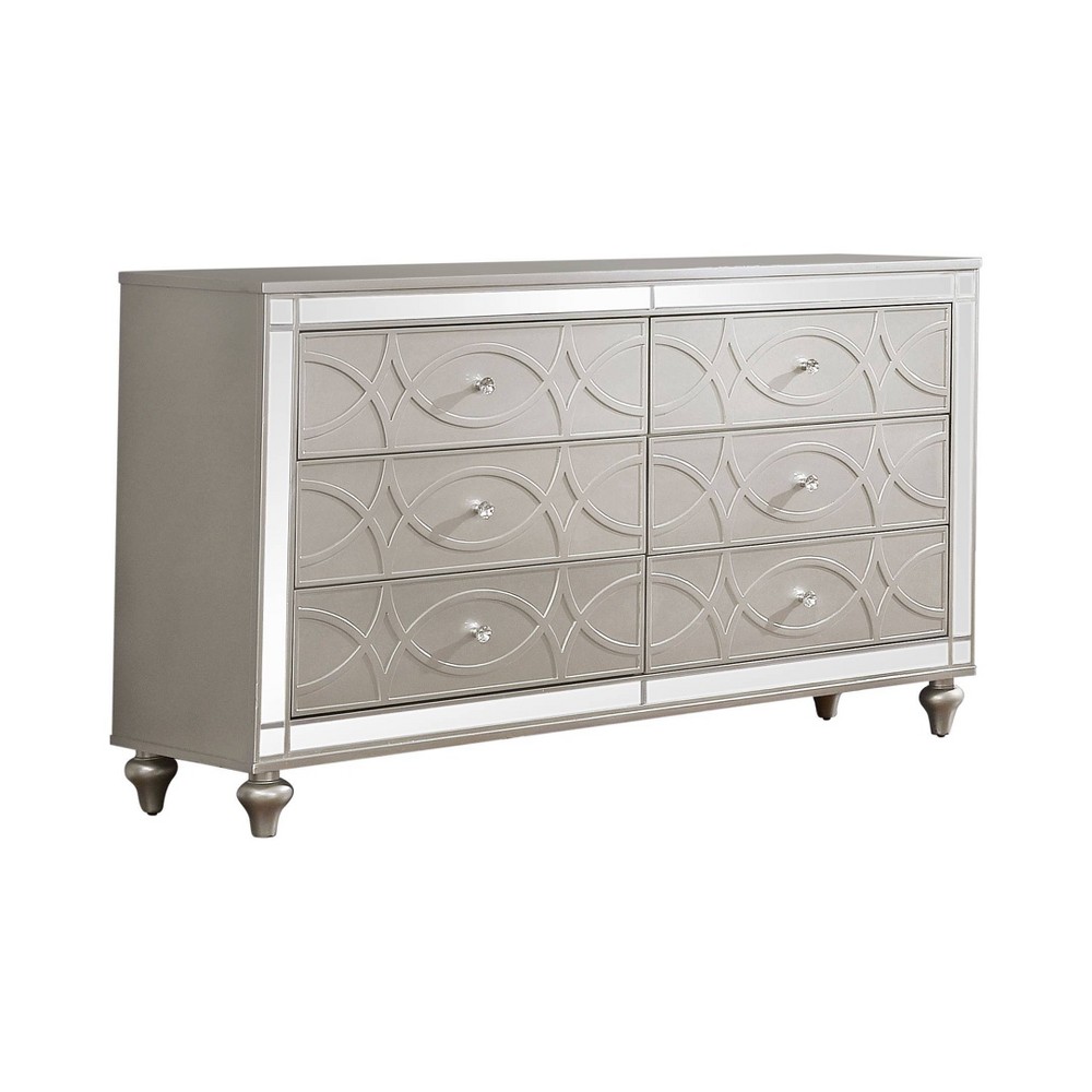 Photos - Dresser / Chests of Drawers La Mesa 6 Drawer Glam Dresser Silver - HOMES: Inside + Out