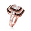 Ross-Simons 1.55 ct. t.w. White and Brown CZ Ring in 18kt Rose Gold Over Sterling - 3 of 4