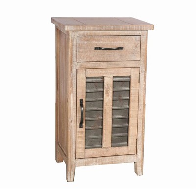 Storage Accent Cabinet with Drawer and Metal Insert Door Large Brown - The Urban Port