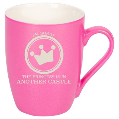 100 North Crown Design 10 Ounce Pink Metallic Finish, Comfortably Fits Your Hands, New Bone China Coffee Tea Cup Mug, I'm Sorry The Princess Is In