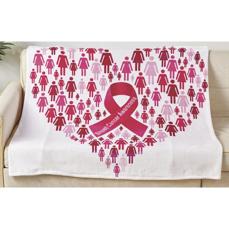 Noble House Warm and Snugly Breast Cancer Awareness 50"x70" Throw Blanket - Pinktober, 3 of 5