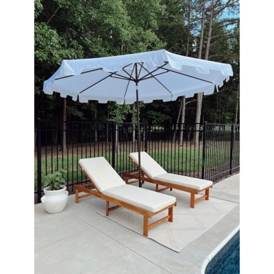 Natural Beige Acacia Wood Armless Chaise Lounge Chair