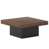 Resenkos Center Coffee Table, Living Room Table,Square Coffee Table, Farmhouse Wood Cocktail Table with LED Light,Brown & White - 2 of 4