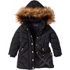 Sportoli Girls Fleece Lined Quilted Midlength Fur Trimmed Hood Winter Puffer Coats - 4 of 4