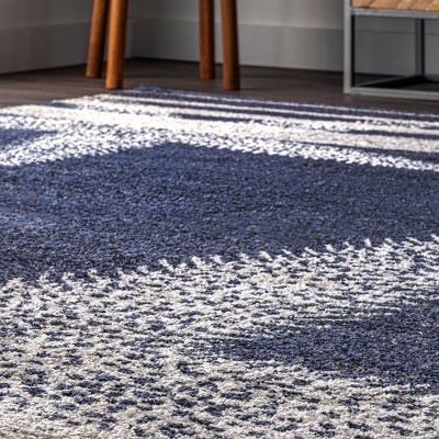 Coastal Charm Blue Stripe Synthetic Area Rug 5' x 8'