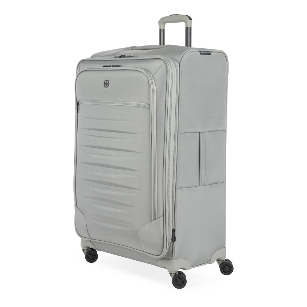 SWISSGEAR Checklite Softside Large Checked Suitcase - Gray: Tear-Resistant, 8 Wheels