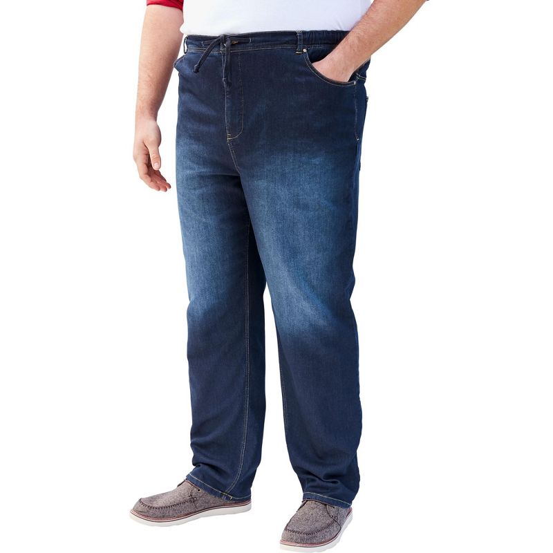 KingSize Men's Big & Tall 5-Pocket Relaxed Fit Denim Look Sweatpants Jeans, 1 of 2