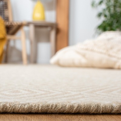Beige Ivory Hand-Knotted Wool Floral 4' x 6' Rug