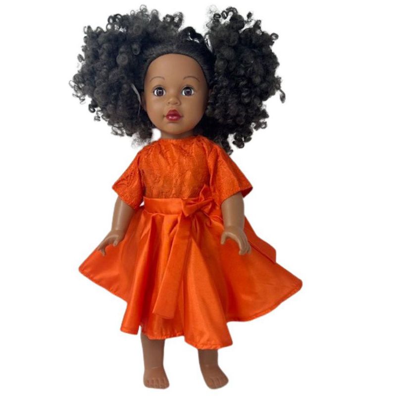 Doll Clothes Superstore Orange Party Dress Fits 18 Inch Girl Dolls Like Our Generation American Girl My Life Dolls, 3 of 5
