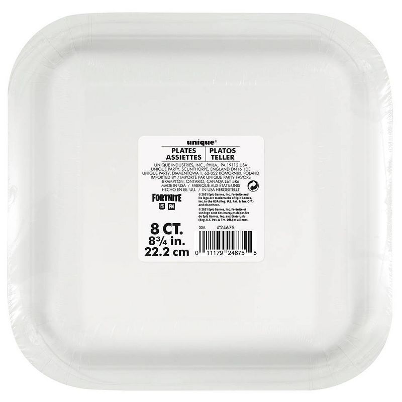 Fortnite 9&#34; 8ct Dinnerware Plates Black/White, 3 of 4