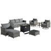 Tenaya 10pc Wicker Outdoor Patio Furniture Set Conversation Sofa with a Metal Fire Pit, Swivel Chairs and Cushions - 2 of 4