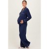 Pinkblush Dark Navy Button Down Top Wide Leg Pant Maternity Pajama Set - 2 of 3