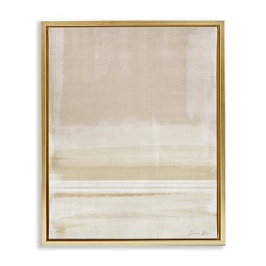 Stupell Industries Abstract Simple Neutral Tones Watercolor Collage Floating Frame Canvas Art, Gold, 17" x 21" - 1 of 4
