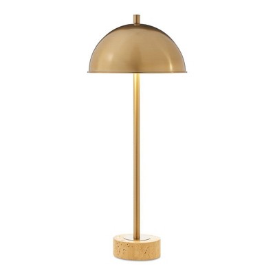 Uttermost Dunham Brass Buffet Lamp – Elegant Iron and Travertine Accent Light with Modern Minimalist Design