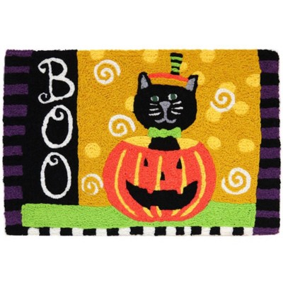 Jellybean Boo Kitty Halloween Doormat – 20"x30" Washable Indoor/Outdoor Mat with Spooky-Cute Cat Design for Porch or Entryway