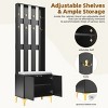 Modern Luxury 4-in-1 Hall Tree with Cushion, 8 Gold Hooks & Adjustable Shelf, 23.6"W x 70.8"H Entryway Bench-3irtyhousy - 3 of 4