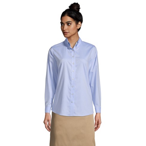 Lands' End School Uniform Women's Long Sleeve No Iron Pinpoint Shirt ...