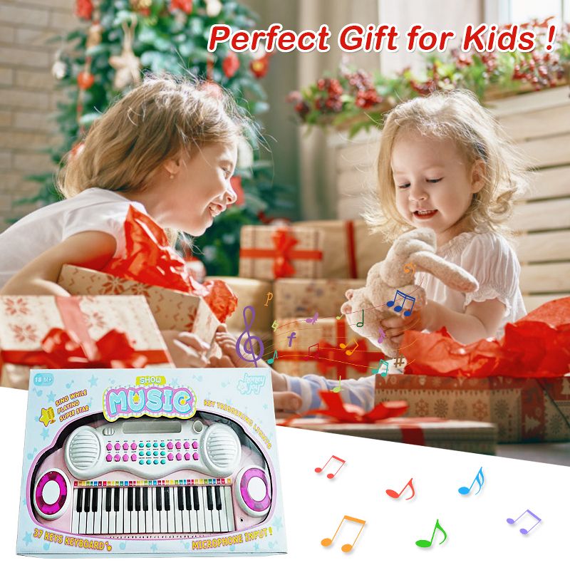 Costway Z-Shaped Kids Toy Keyboard Piano 37-Key Electronic Organ Light w/Microphone, 4 of 11
