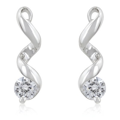 Slickblue Chic Solitaire Drop Earrings for Women, 2ct Round CZ, Rhodium Finish, Perfect for Special Occasions