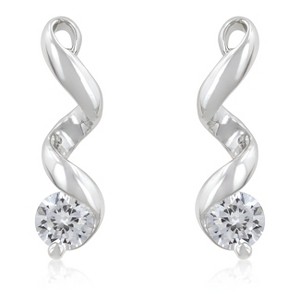 Slickblue Chic Solitaire Drop Earrings for Women, 2ct Round CZ, Rhodium Finish, Perfect for Special Occasions - 1 of 3