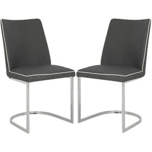 Parkston Side Dining Chair - Dark Gray/White (Set of 2) - Safavieh