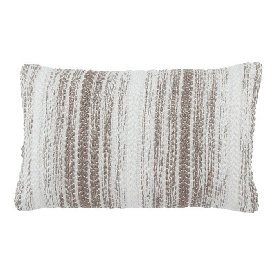 13"x21" Oversize Austrel Indoor/Outdoor Poly Filled Striped Lumbar Throw Pillow Cream/White - Jaipur Living