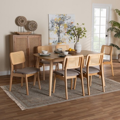 Baxton Studio Dannon Mid-Century Modern Cream Fabric and Black Finished Wood 5-Piece Pub Set main image 1