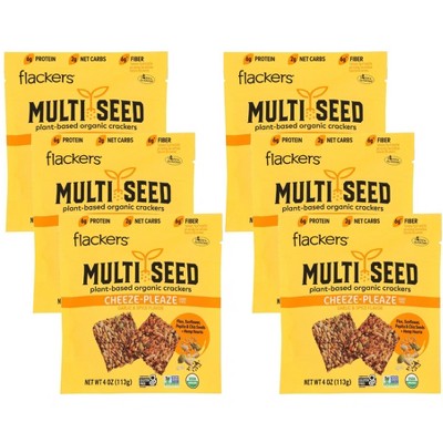 Flackers Organic Multi-Seed Cheeze-Pleaze Crackers - Case of 6/4 oz