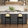 Okak Set of 2 Solid Wood Upholstered Bar Stools for Dining Rooms,Cane Rattan Kitchen Island Counter Chairs with Curved Back - 3 of 4