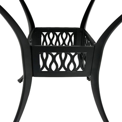 Black Cast Aluminum Square Outdoor Dining Table with Umbrella Hole