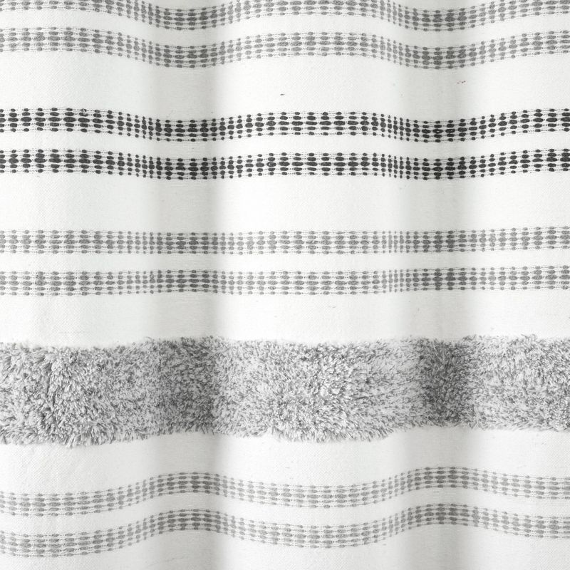 72&#34;x72&#34; Modern Tufted Striped Woven Yarn Dyed Eco Friendly Recycled Cotton Shower Curtain Gray - Lush D&#233;cor, 4 of 8