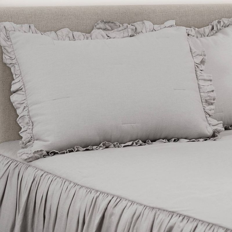 3pc Belgian Flax Prewashed Linen Rich Cotton Blend Bedspread Set - Lush Décor, 3 of 13